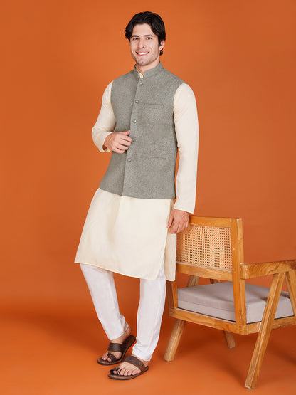 Vastraa Fusion Men's Traditional Woolen Nehru Jacket Modi Waistcoat