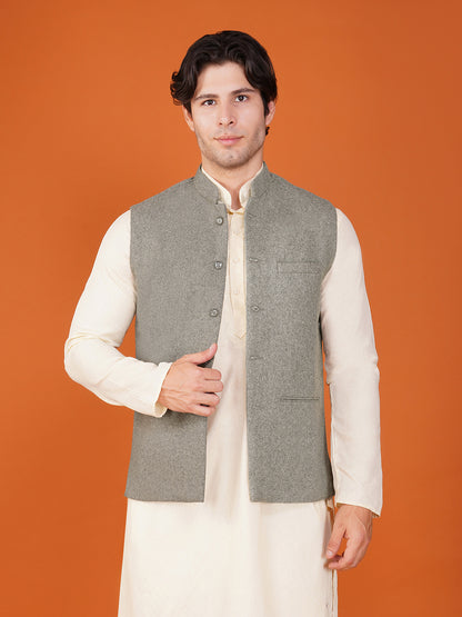 Vastraa Fusion Men's Traditional Woolen Nehru Jacket Modi Waistcoat