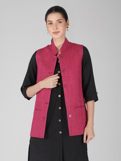 Vastraa Fusion Solid Indian Traditional Ethnic Waistcoat Festive Nehru jacket for Women