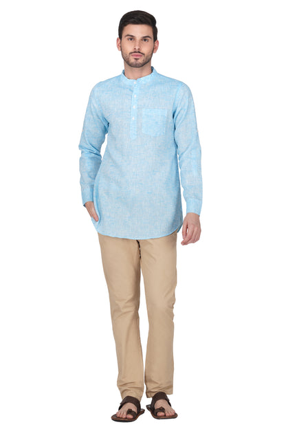 Vastraa Fusion Khadi Short Kurta For Men Casual Solid Pattern Short Kurta