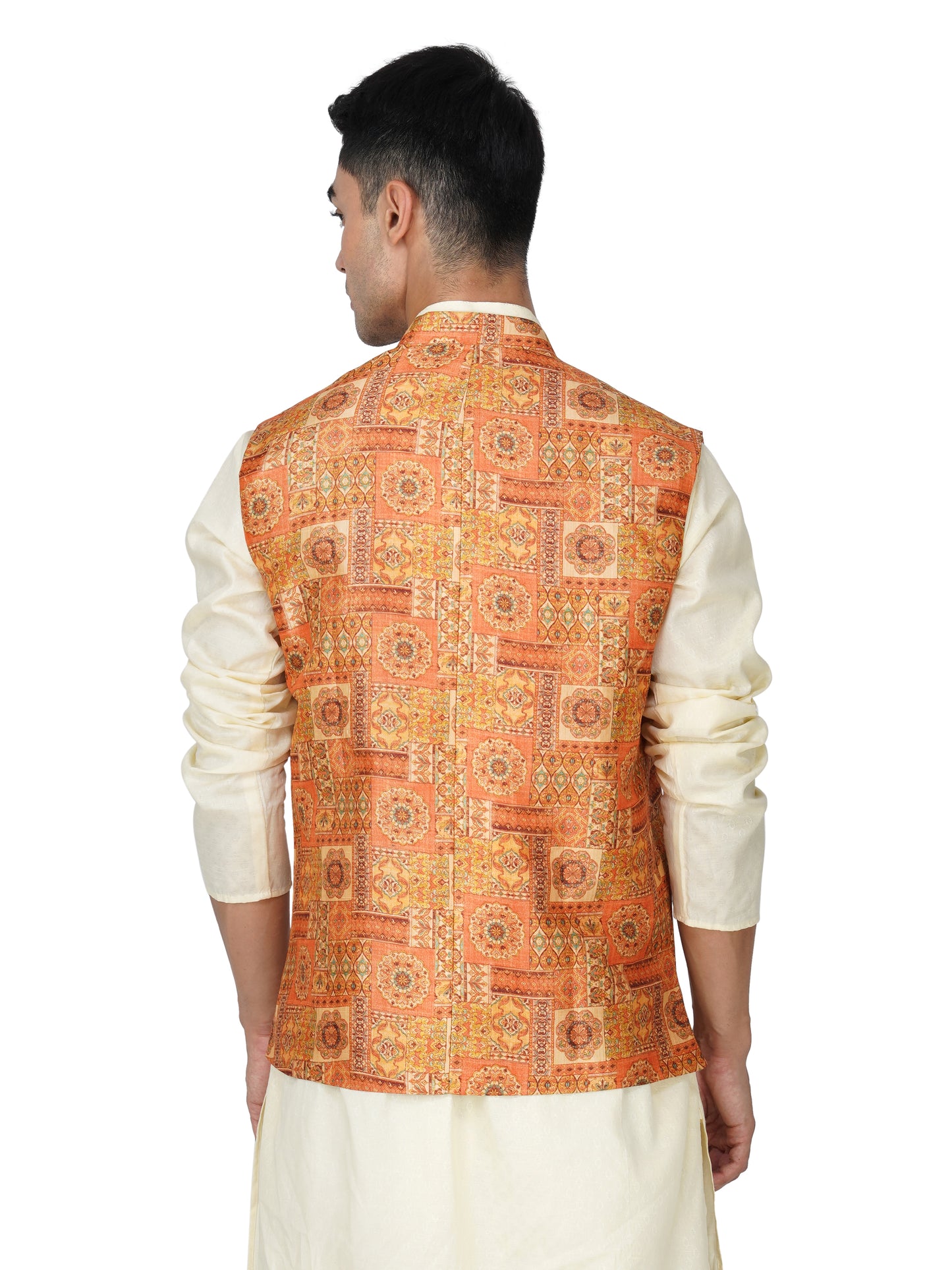 Men's Digital Printed - Mango Silk Nehru Jacket Ladies Modi Jacket / Waistcoat