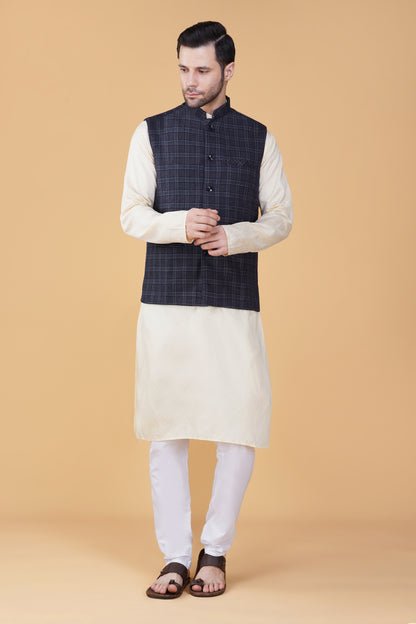 Vastraa Fusion Men's Traditional Woolen Nehru Jacket Modi Waistcoat
