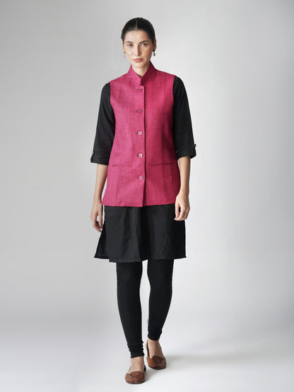 Vastraa Fusion Solid Indian Traditional Ethnic Waistcoat Festive Nehru jacket for Women