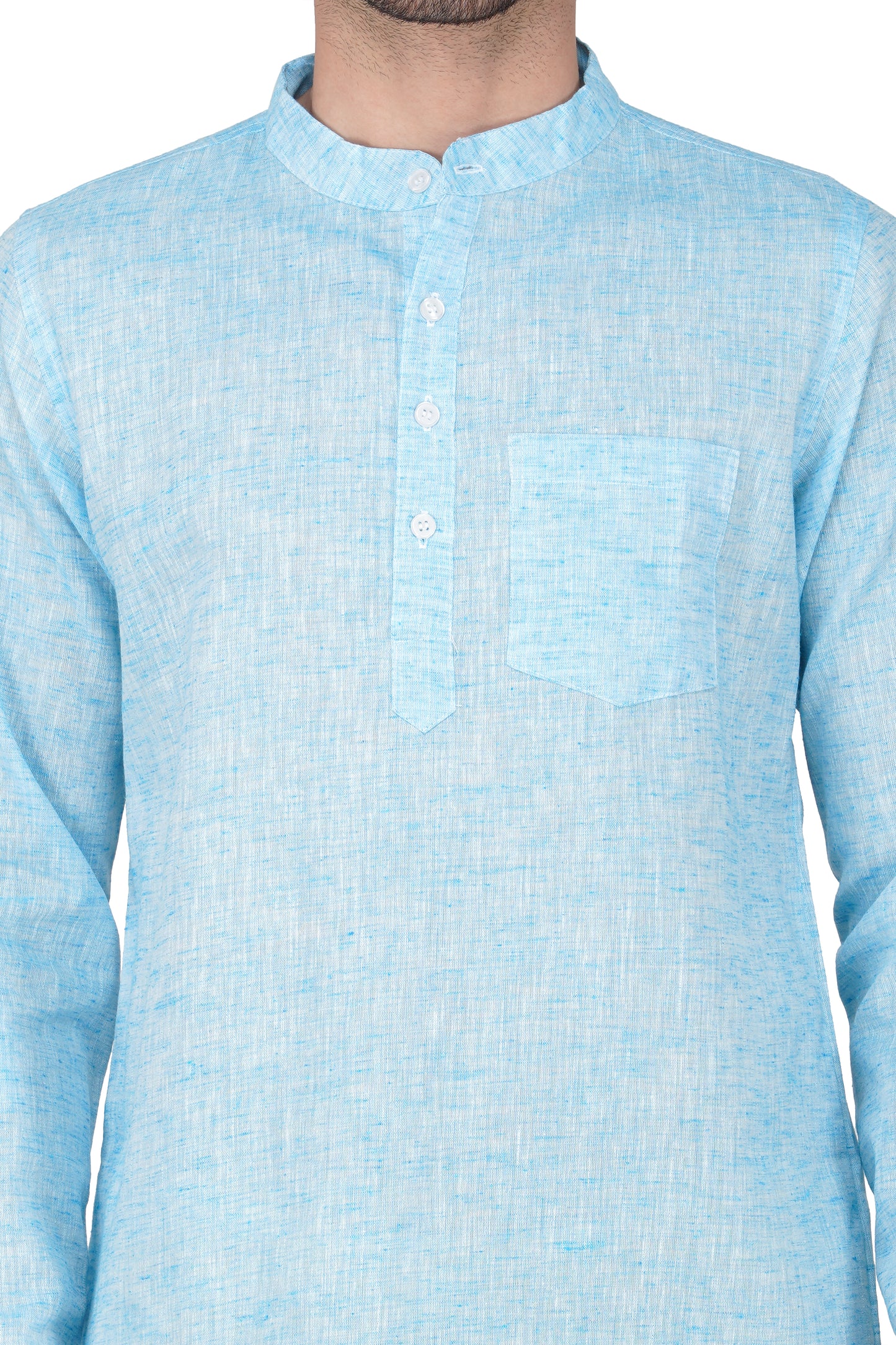 Vastraa Fusion Khadi Short Kurta For Men Casual Solid Pattern Short Kurta