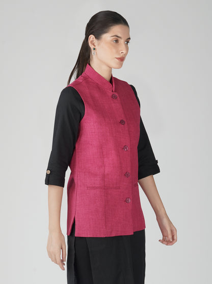 Vastraa Fusion Solid Indian Traditional Ethnic Waistcoat Festive Nehru jacket for Women