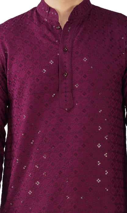 Kurta For Men Rayon Sequence Chikankari Embroidery Kurta