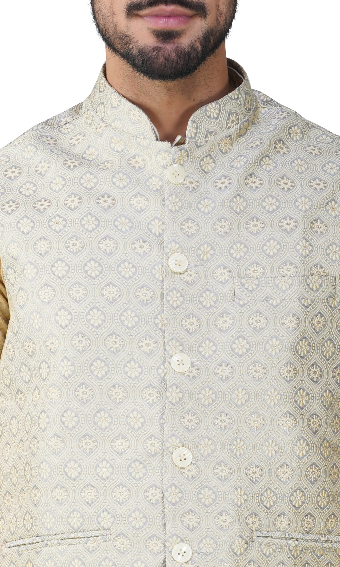 Men's Embroidery Silk Traditional Ethnic Nehru Jacket