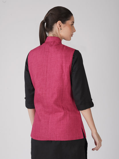 Vastraa Fusion Solid Indian Traditional Ethnic Waistcoat Festive Nehru jacket for Women