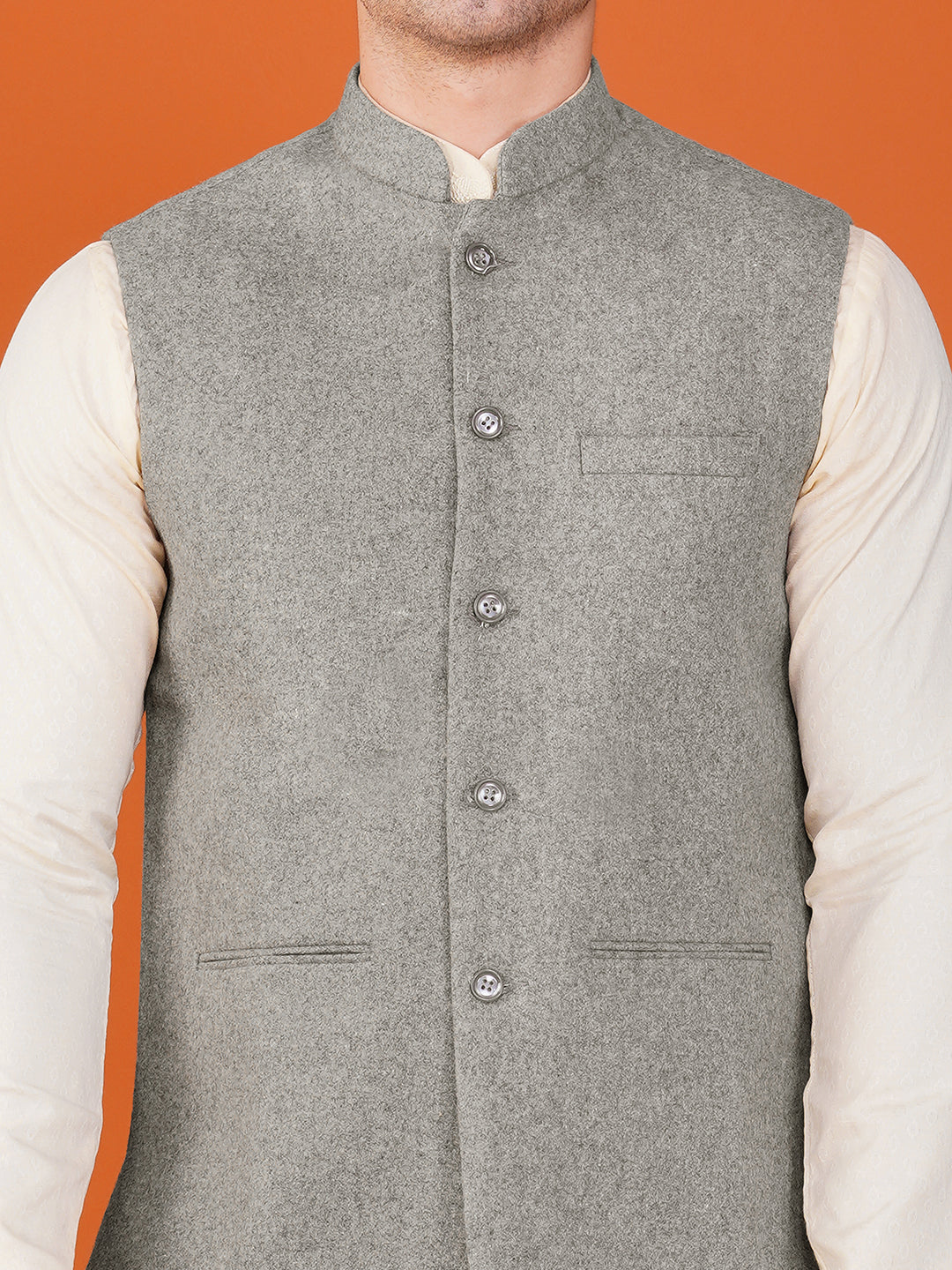 Vastraa Fusion Men's Traditional Woolen Nehru Jacket Modi Waistcoat