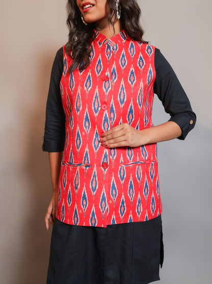 Digital Printed - Mango Silk Nehru Jacket Ladies Modi Jacket / Waistcoat