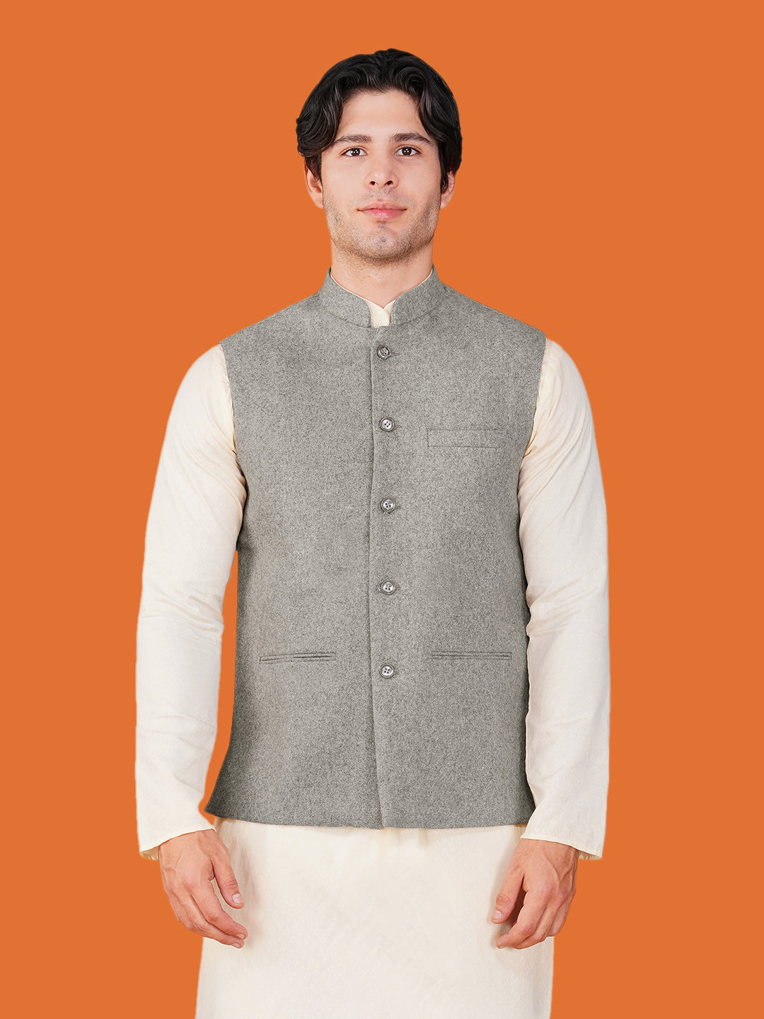 Vastraa Fusion Men's Traditional Woolen Nehru Jacket Modi Waistcoat