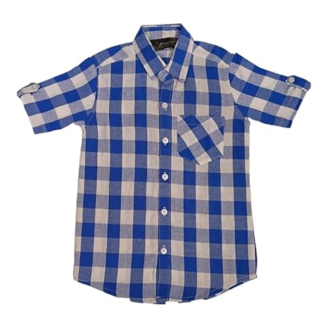 Vastraa Fusion Ikat Print Pure Cotton Spread Collar, Helf Sleeves, Button Shirt Casual Wear For Kid's