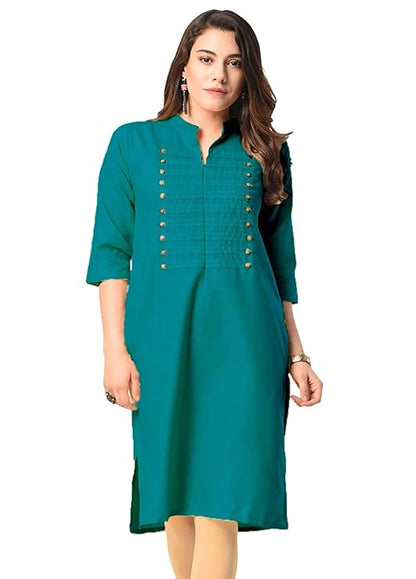 Vastraa Fusion Women's Khadi Yellow Casual Solid Both Side Button Cotton Kurti with Stitched Parallel Matching Stripes