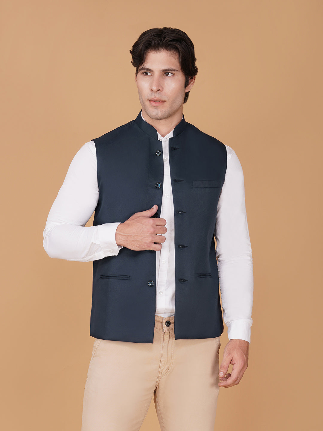 Vastraa Fusion Bandi Modi Koti, Nehru Jacket for Men, Cotton Waistcoat for All Occasion: Diwali, Wedding, Ethnic, Office Party, Formal & casual Look