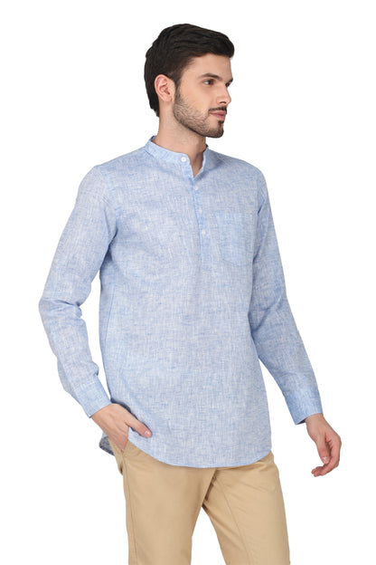 Vastraa Fusion Khadi Short Kurta For Men Casual Solid Pattern Short Kurta