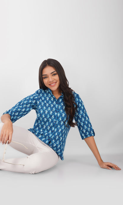 Vastraa Fusion" Cotton Block Printed Top for Girls/Women