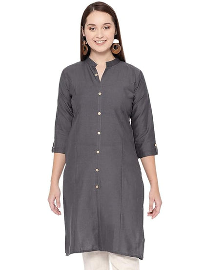 Vastraa Fusion Women's Cotton Solid Kurti