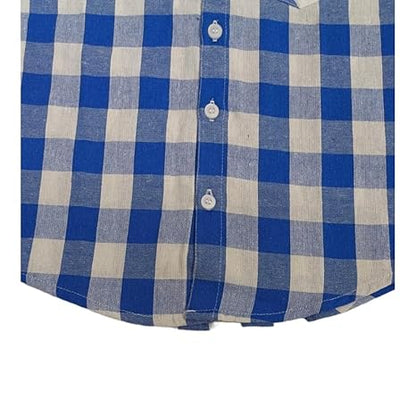 Vastraa Fusion Ikat Print Pure Cotton Spread Collar, Helf Sleeves, Button Shirt Casual Wear For Kid's
