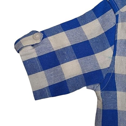 Vastraa Fusion Ikat Print Pure Cotton Spread Collar, Helf Sleeves, Button Shirt Casual Wear For Kid's