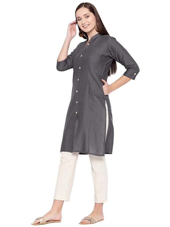 Vastraa Fusion Women's Cotton Solid Kurti