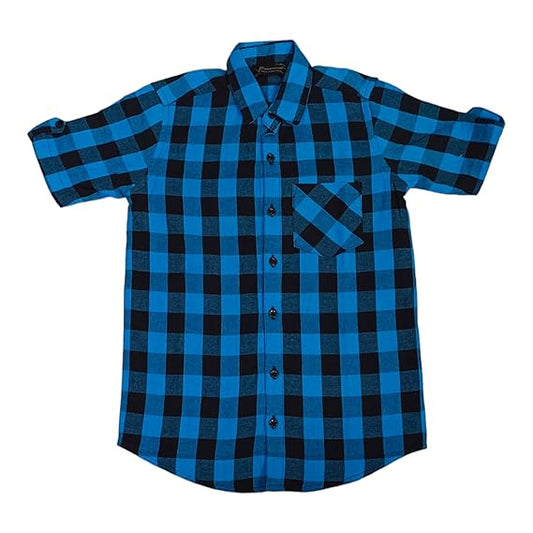 Vastraa Fusion Kid's Pure Cotton Check Shirt Spread Collar, Full Sleeves, Button Shirt Casual Wear for kid's