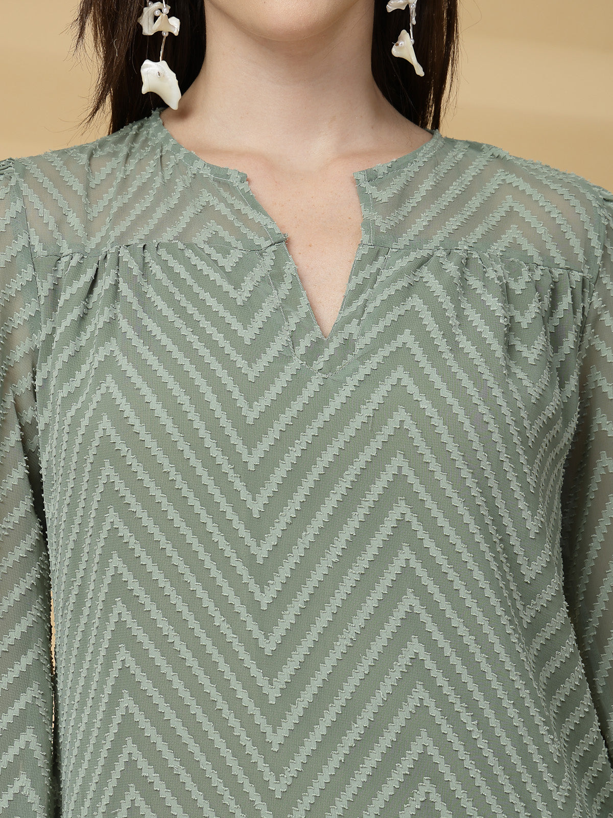 Vastraa Fusion Women's Georgette A-Line Dress with Cotton Lining Chevron Pattern