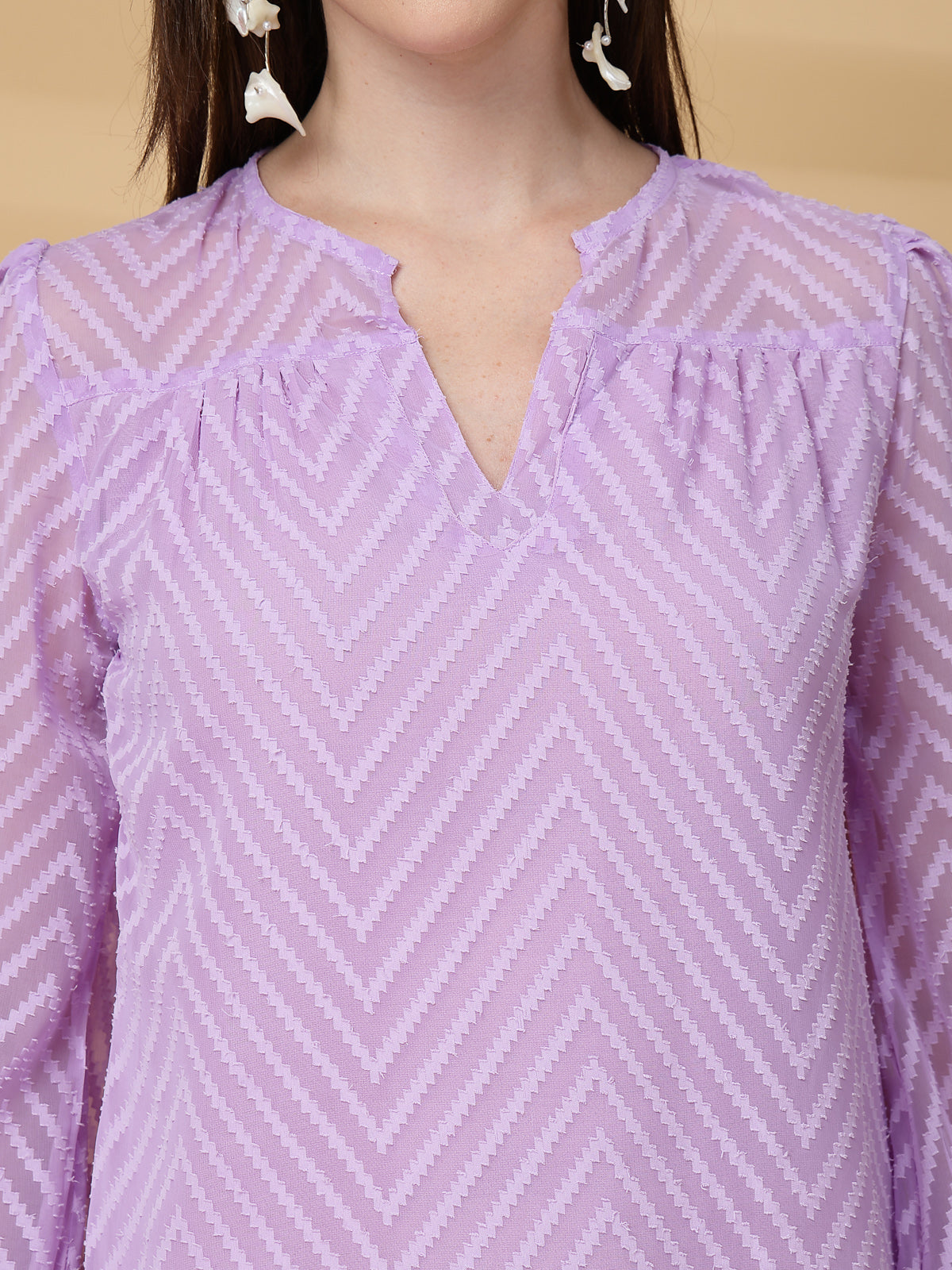 Vastraa Fusion Women's Georgette A-Line Dress with Cotton Lining Chevron Pattern