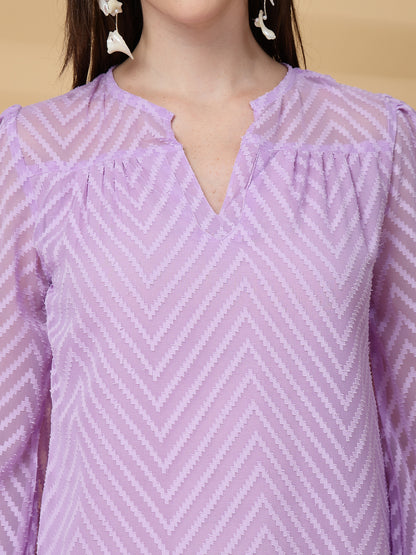 Vastraa Fusion Women's Georgette A-Line Dress with Cotton Lining Chevron Pattern