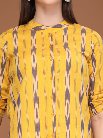 Vastraa Fusion Women's Solid Mandarin Collar 3/4 Sleeve Casual Shirt Lightweight Cotton Top