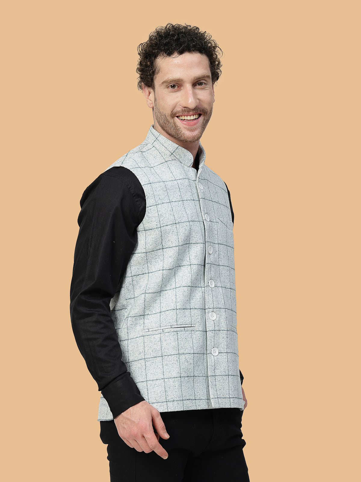 Vastraa Fusion Men's Traditional Woolen Nehru Jacket Modi Waistcoat