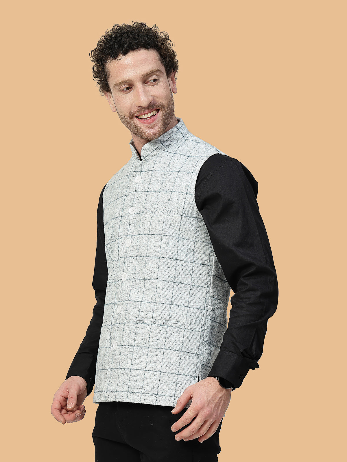 Vastraa Fusion Men's Traditional Woolen Nehru Jacket Modi Waistcoat