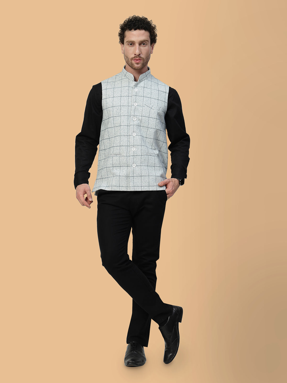 Vastraa Fusion Men's Traditional Woolen Nehru Jacket Modi Waistcoat