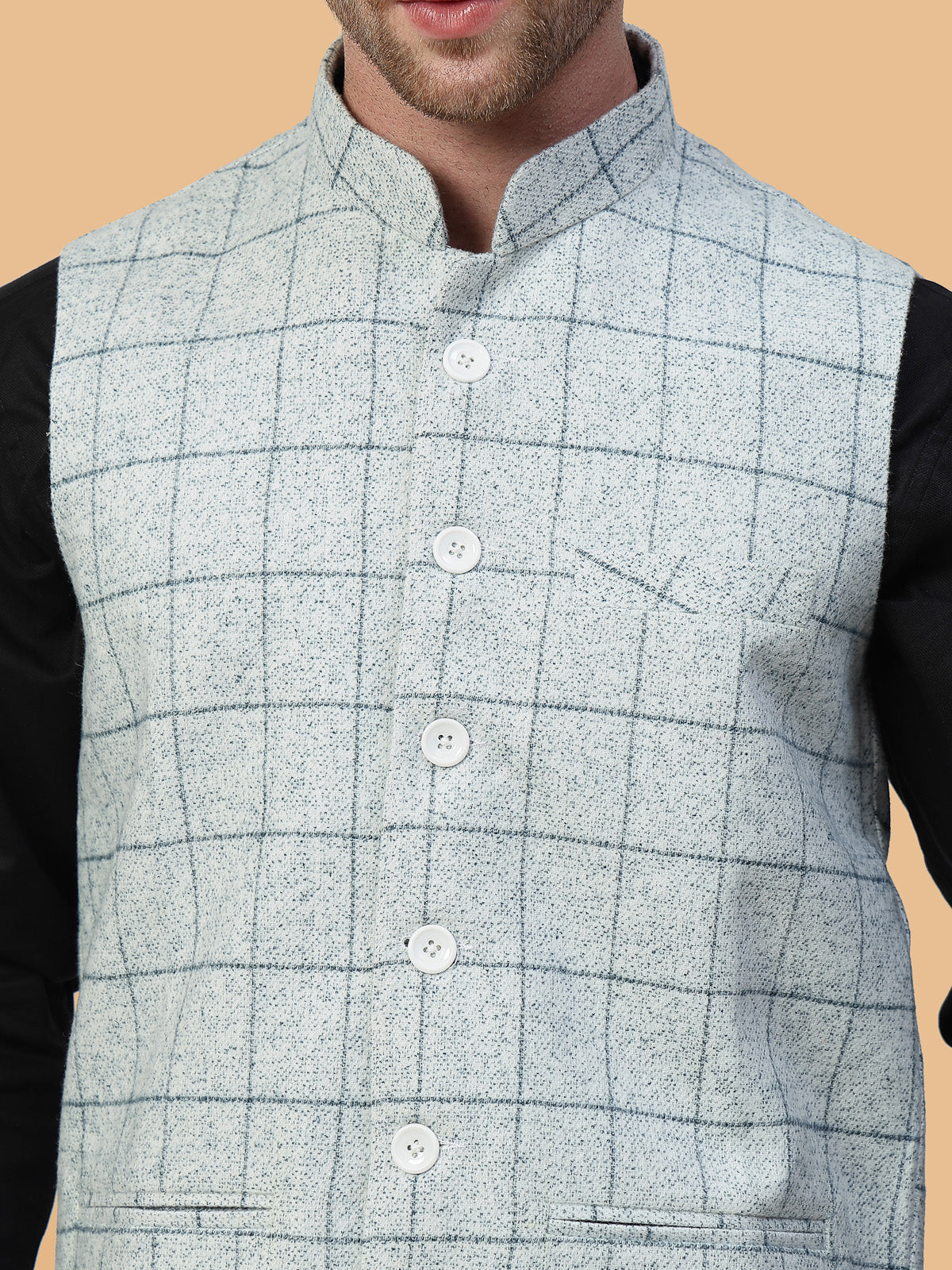 Vastraa Fusion Men's Traditional Woolen Nehru Jacket Modi Waistcoat