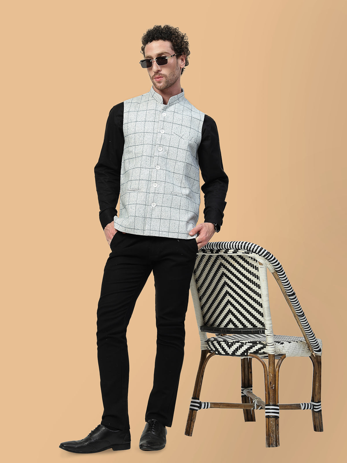 Vastraa Fusion Men's Traditional Woolen Nehru Jacket Modi Waistcoat