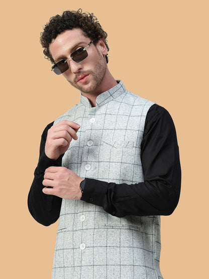 Vastraa Fusion Men's Traditional Woolen Nehru Jacket Modi Waistcoat