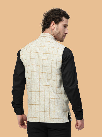 Vastraa Fusion Men's Traditional Woolen Nehru Jacket Modi Waistcoat
