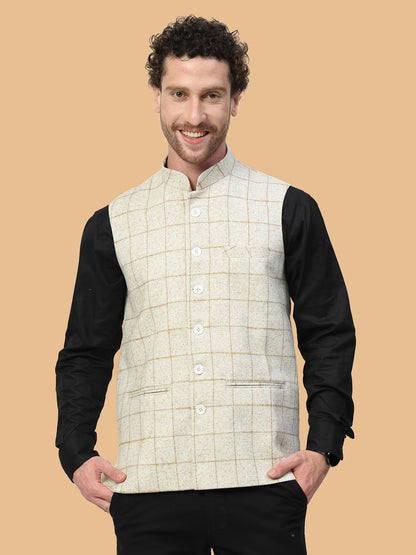 Vastraa Fusion Men's Traditional Woolen Nehru Jacket Modi Waistcoat