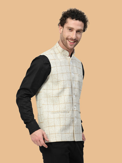 Vastraa Fusion Men's Traditional Woolen Nehru Jacket Modi Waistcoat