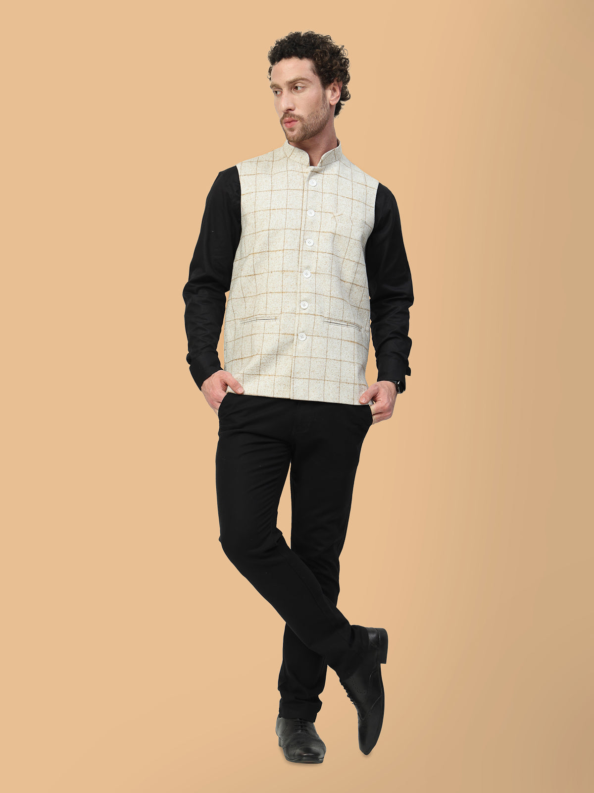 Vastraa Fusion Men's Traditional Woolen Nehru Jacket Modi Waistcoat
