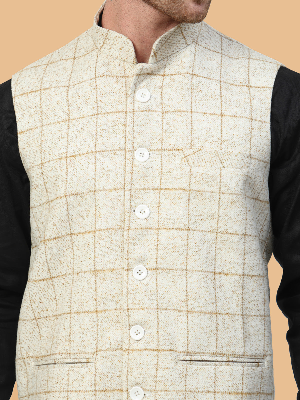 Vastraa Fusion Men's Traditional Woolen Nehru Jacket Modi Waistcoat