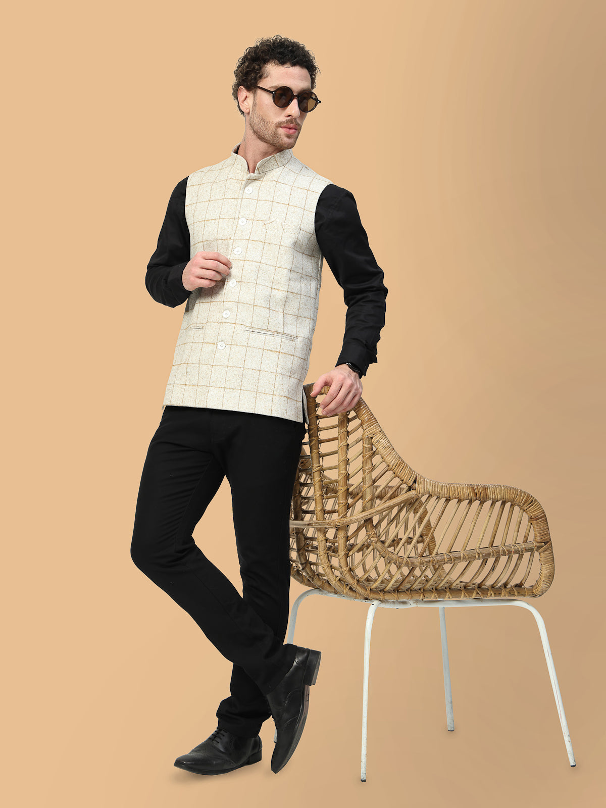 Vastraa Fusion Men's Traditional Woolen Nehru Jacket Modi Waistcoat