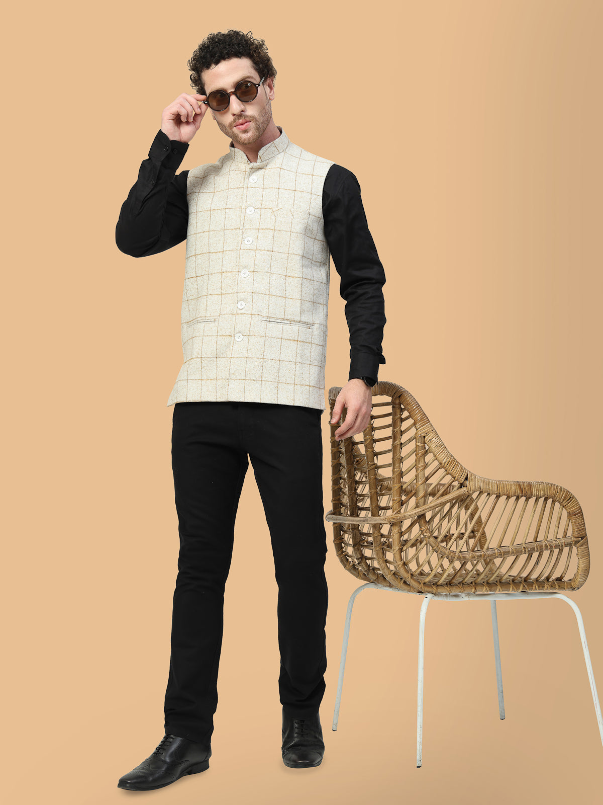 Vastraa Fusion Men's Traditional Woolen Nehru Jacket Modi Waistcoat