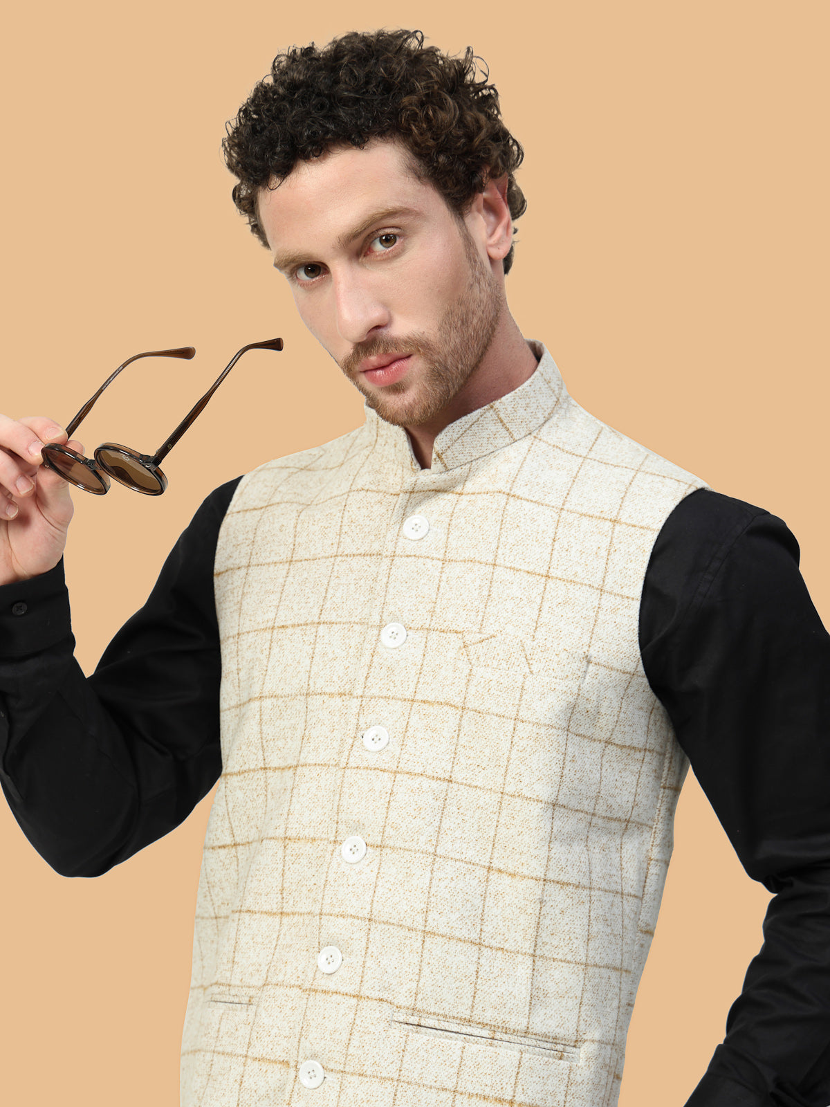 Vastraa Fusion Men's Traditional Woolen Nehru Jacket Modi Waistcoat
