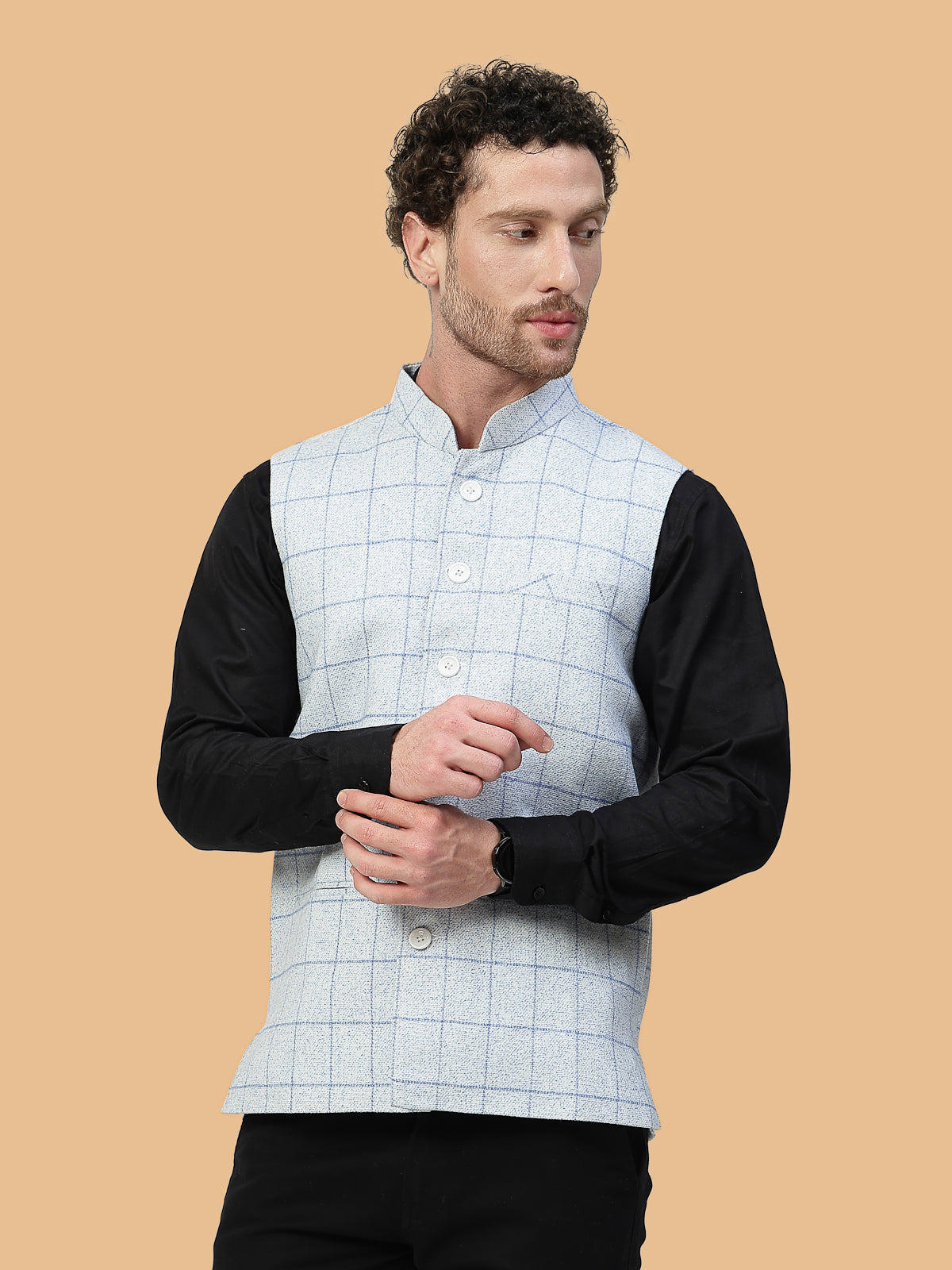 Vastraa Fusion Men's Traditional Woolen Nehru Jacket Modi Waistcoat