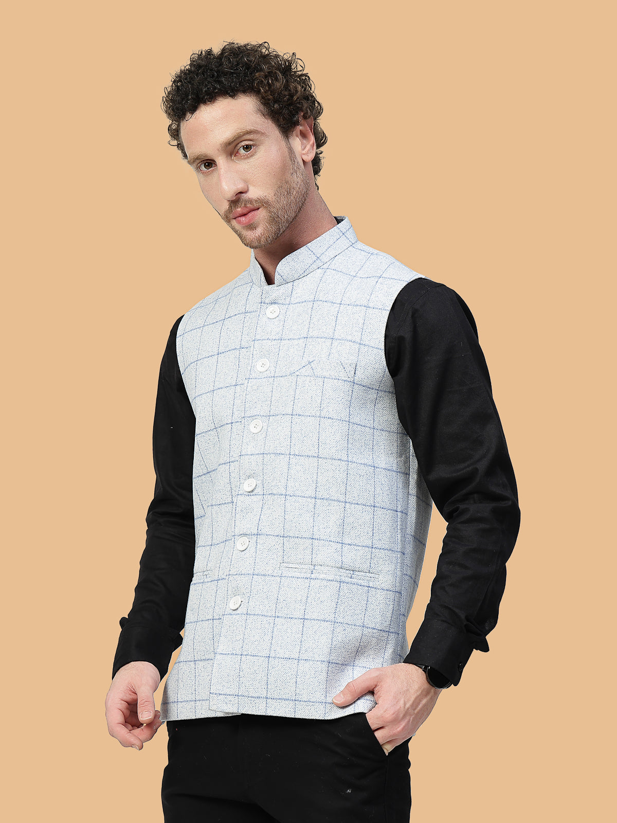 Vastraa Fusion Men's Traditional Woolen Nehru Jacket Modi Waistcoat