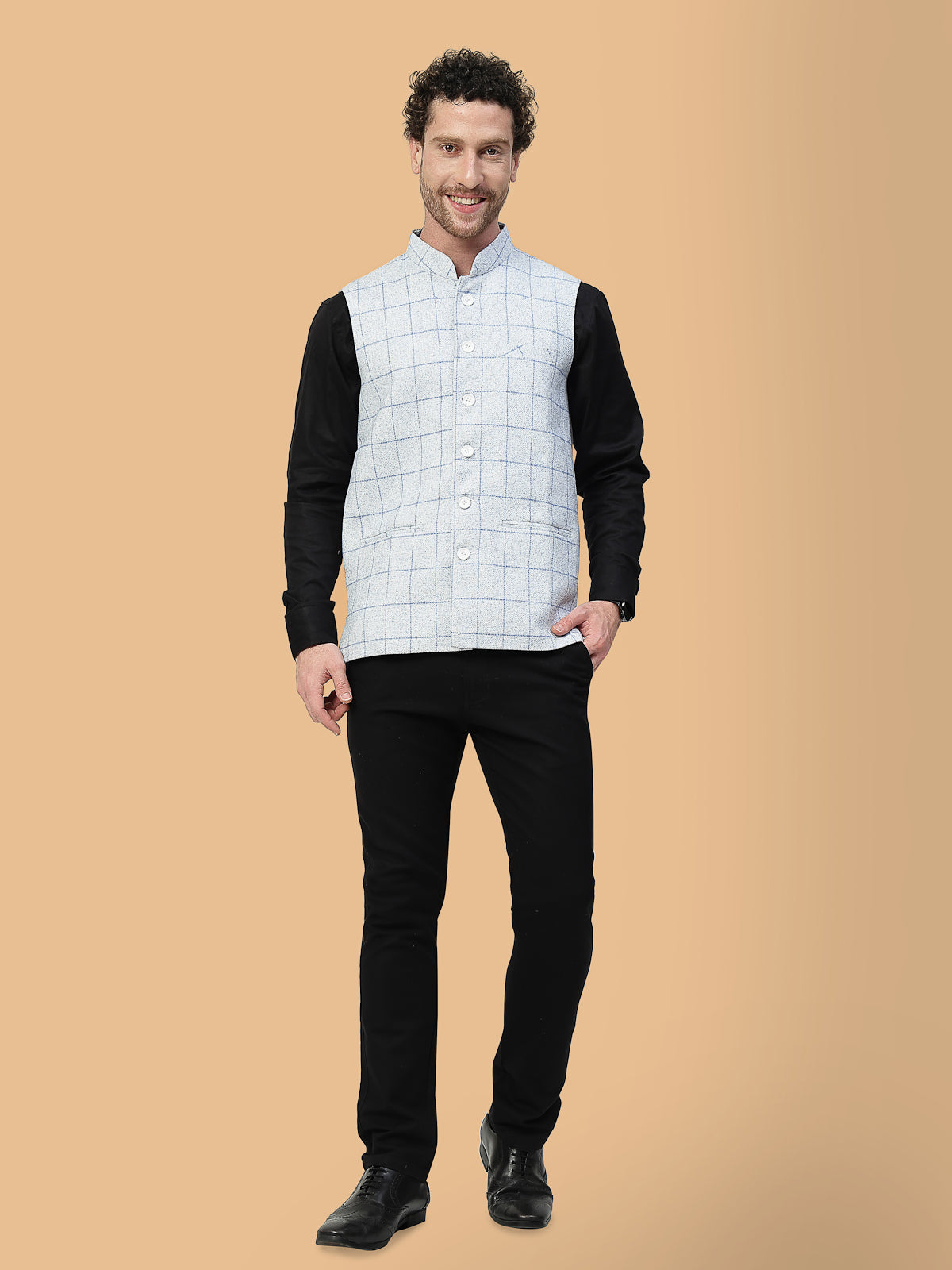 Vastraa Fusion Men's Traditional Woolen Nehru Jacket Modi Waistcoat