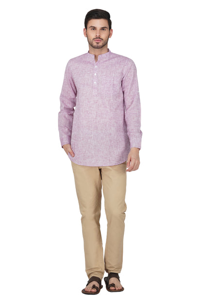 Vastraa Fusion Khadi Short Kurta For Men Casual Solid Pattern Short Kurta