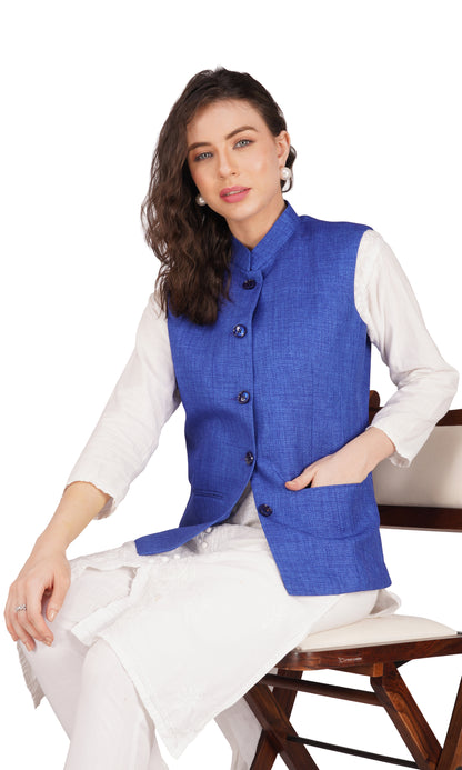 Vastraa Fusion Women's Solid Indian Ethnic Traditional Nehru Jacket/Waistcoat (VASTRAATS1419D)