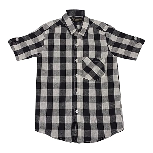 Vastraa Fusion Ikat Print Pure Cotton Spread Collar, Helf Sleeves, Button Shirt Casual Wear For Kid's