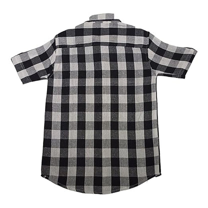 Vastraa Fusion Ikat Print Pure Cotton Spread Collar, Helf Sleeves, Button Shirt Casual Wear For Kid's